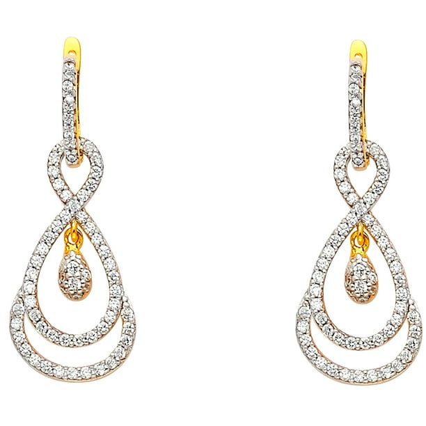 Details about / 14k Yellow Gold Flower Lever-backs for Earrings